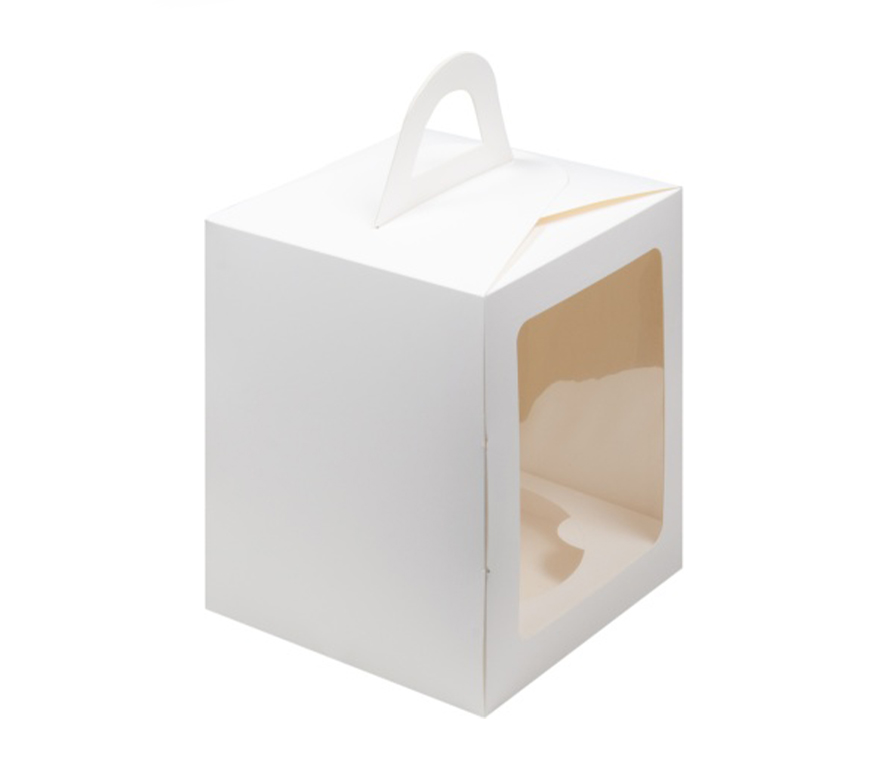 Коробка для кулича Белая с окном 125*125*150 см