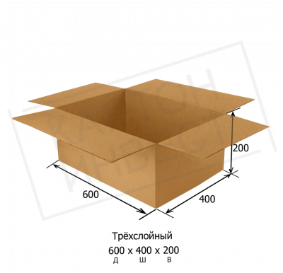 Картонная коробка четырёхклапанная 600*400*200 мм Т22 Бур