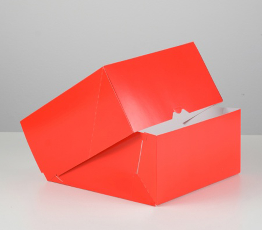 Кондитерская упаковка с окном, красная 23,5*23,5*11,5 см