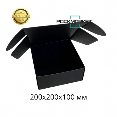Самосборная коробка 200*200*100 мм. Super black