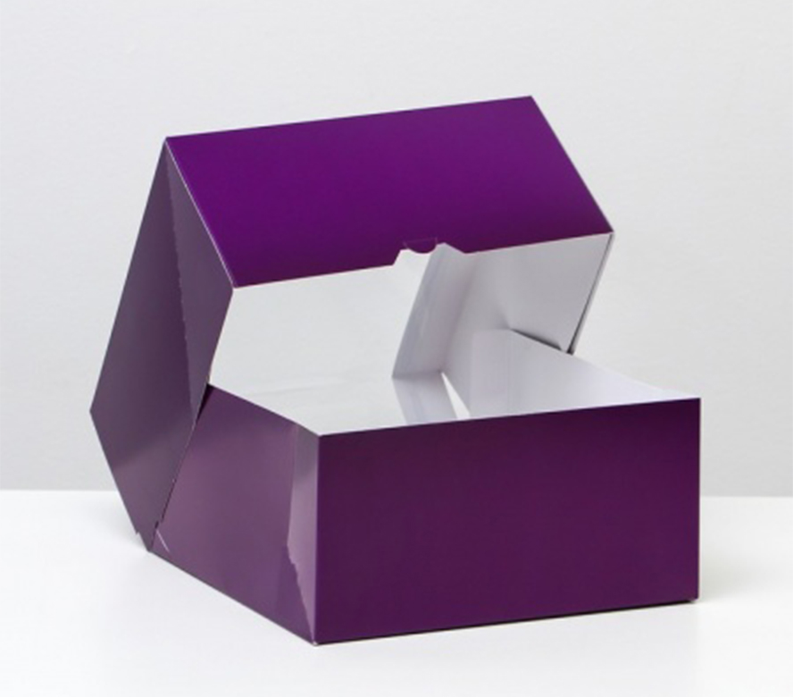 Кондитерская упаковка с окном, фиолетовый 23,5*23,5*11,5 см