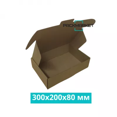 Самосборная коробка 300*200*80 мм Бурая 
