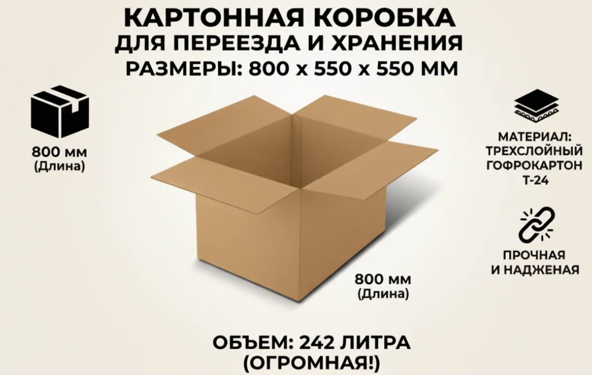 Картонная коробка 800*550*550 мм Картонная коробка 800*550*550 мм