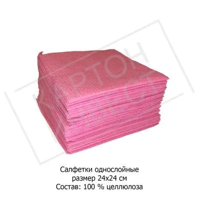Бумажные салфетки 24х24, розовые, 60 шт