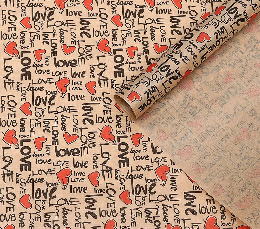 Бумага крафт "Love", 0,60х10 м, 40 г/м2