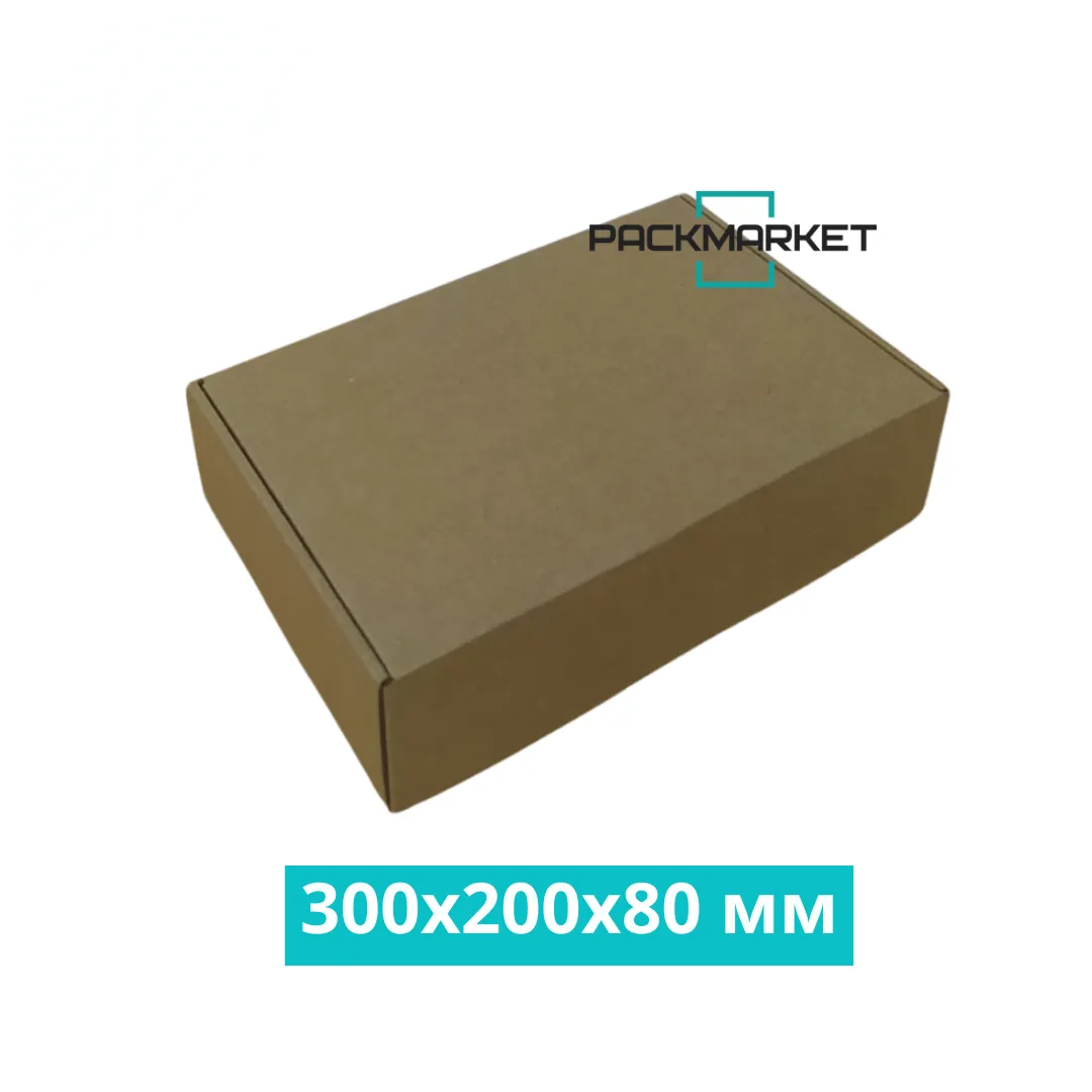 Самосборная коробка 300*200*80 мм Бурая Самосборная коробка 300*200*80 мм Бурая