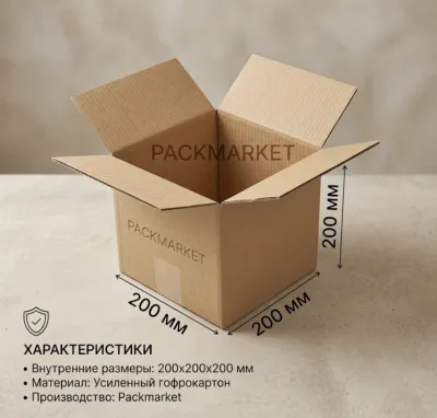Картонная коробка 200*200*200 мм. Усиленная 