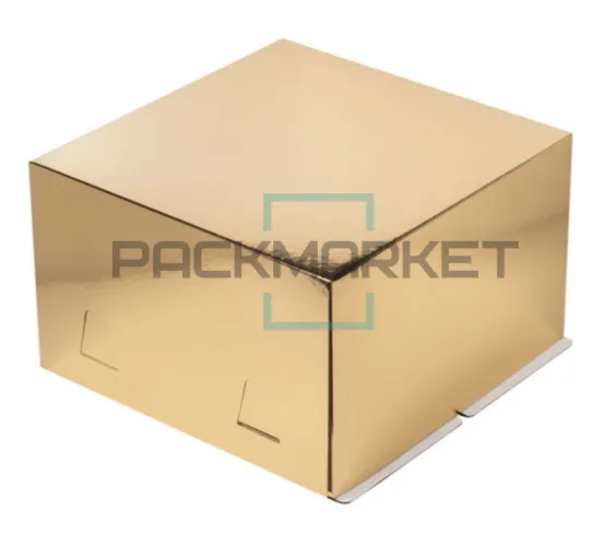 Коробка для торта 300х300х190 мм. Золото