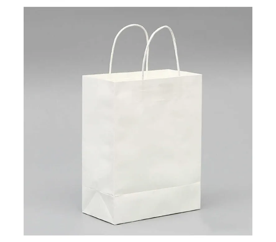 Крафт пакет бумажный с кручеными ручками, 22*25 см (глубина 12 см), 10 штук, белый