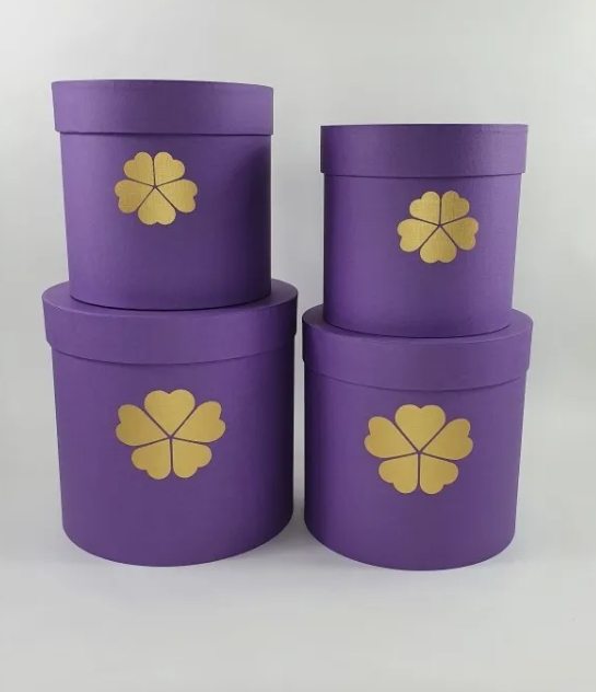 Коробки подарочные 4в1, для цветов и сувениров. Цвет Фиолетовый
