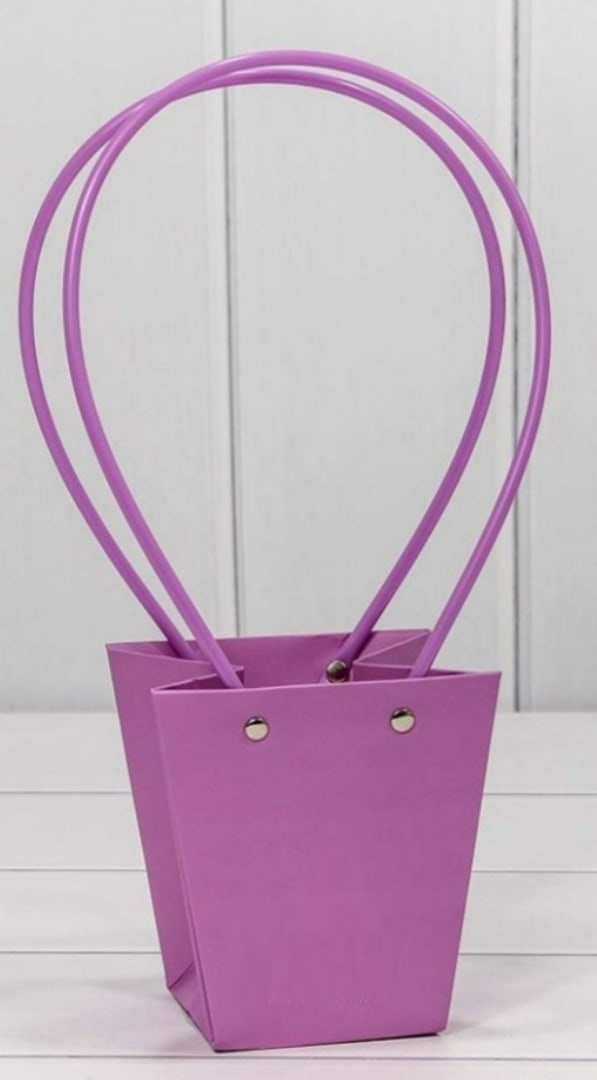 Пакет-сумка картон с ручками для цветов и подарков, 3 шт в комплекте, (сиреневый)