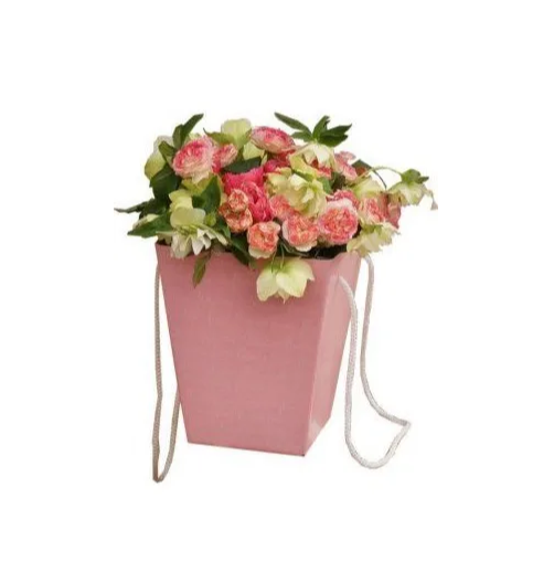 Коробка цветочная розовая 12,5*18*22,5 см