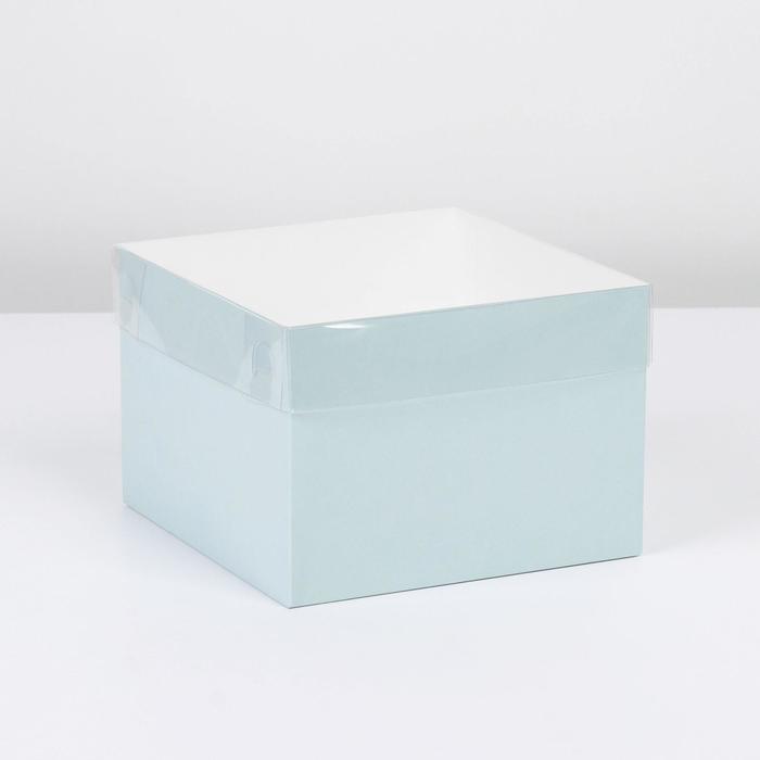 Коробка для цветов с PVC крышкой, мятная, 17 х 17 х 12 см