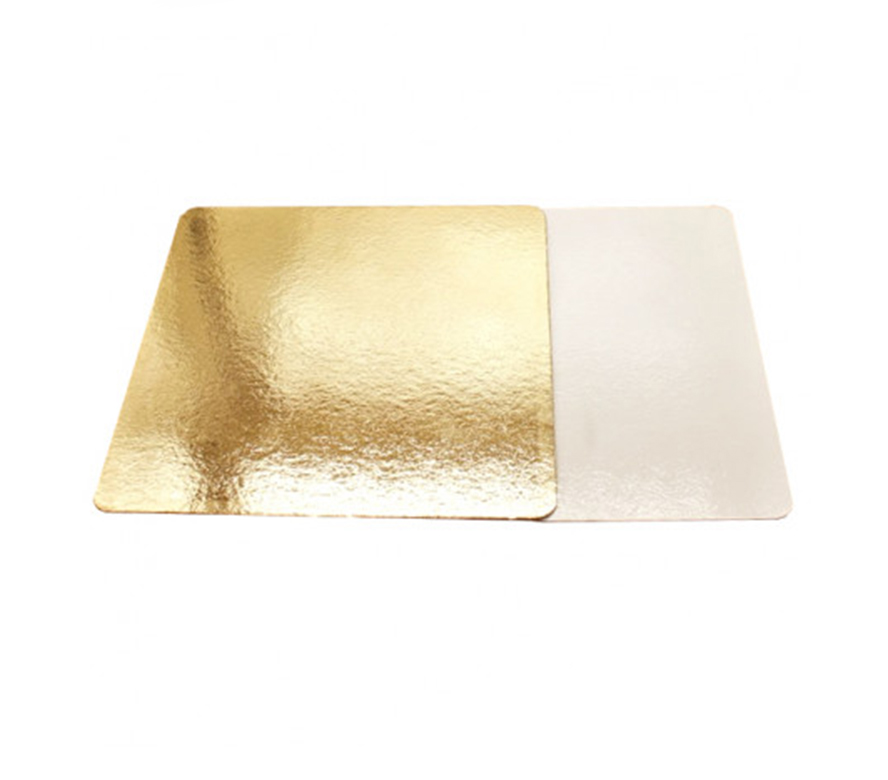 Подложка под торт Квадрат 200х200х3,2 мм золотая/белая