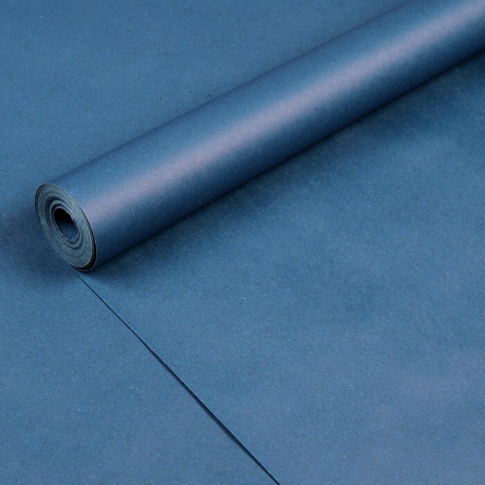 Крафт-бумага экошик в рулоне 70г, 0,72 x 10 метров, двухсторонняя Синяя