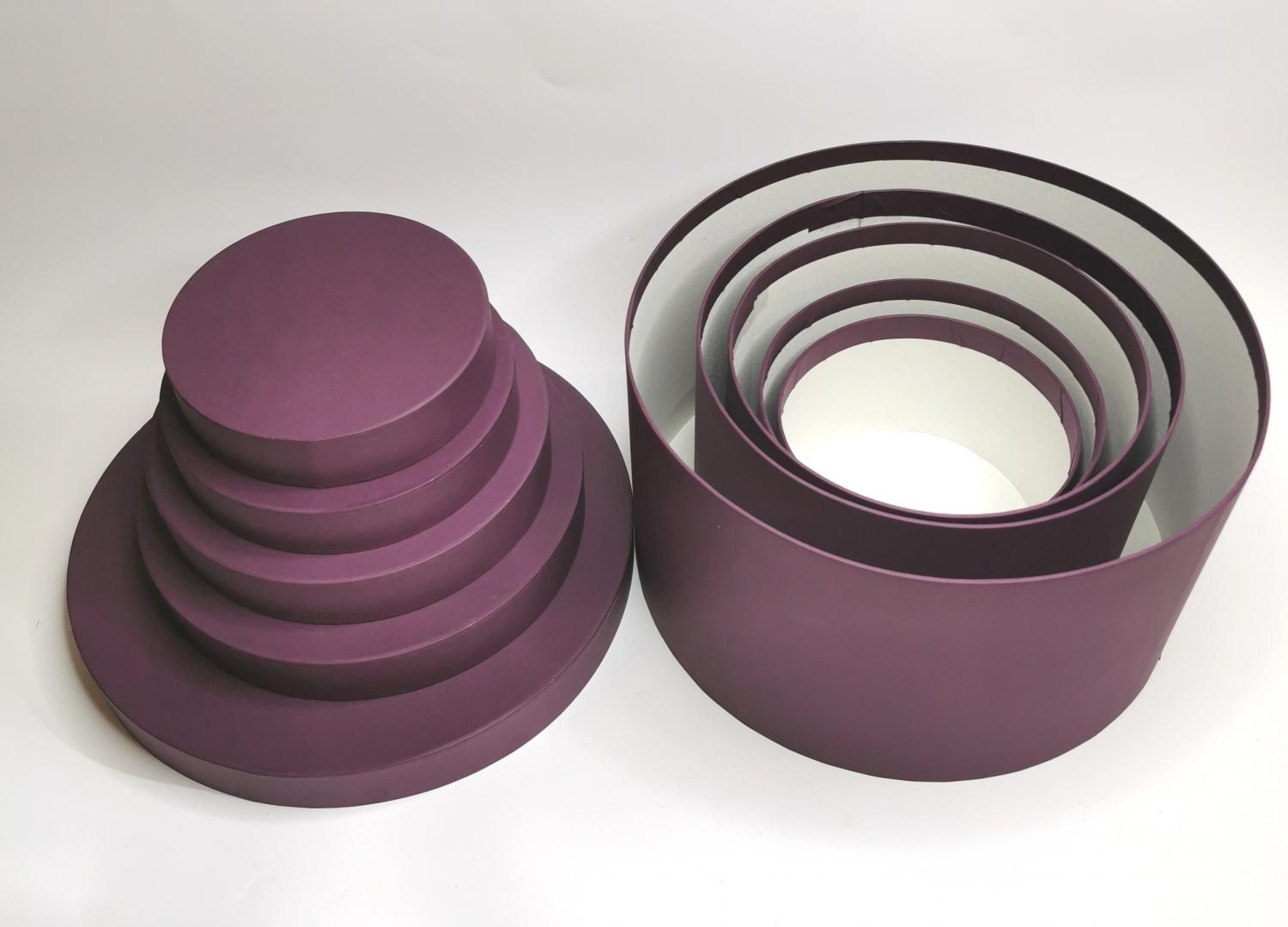 Набор подарочных коробок для цветов 5 в 1, цилиндрические цвет фиолетовый