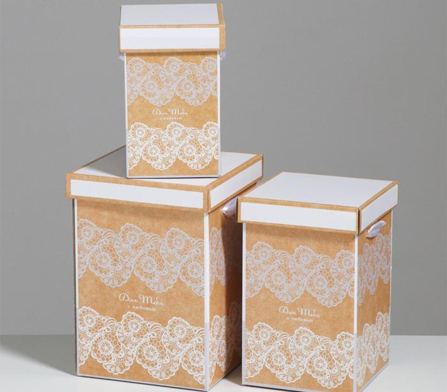 Набор коробок 3 в 1 «Кружево», 10 × 18, 14 × 23, 17 × 25 см