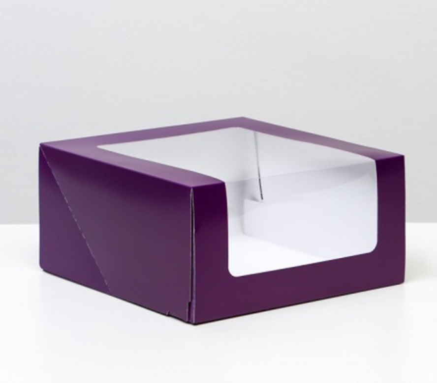 Кондитерская упаковка с окном, фиолетовый 23,5х23,5х11,5 см
