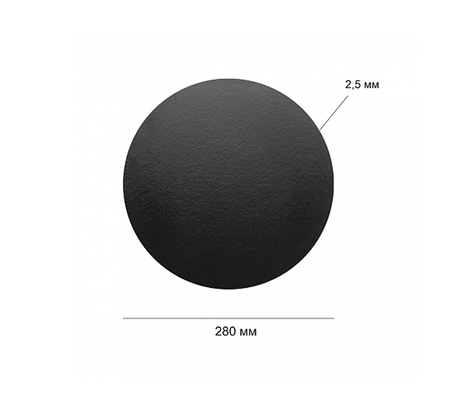 Подложка для торта круглая диаметр 280 мм толщ. 2,5 мм черная