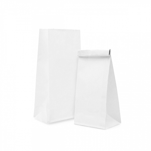 Бумажный пакет с прямоугольным дном 80*50*170 мм 65 г/м2 белый