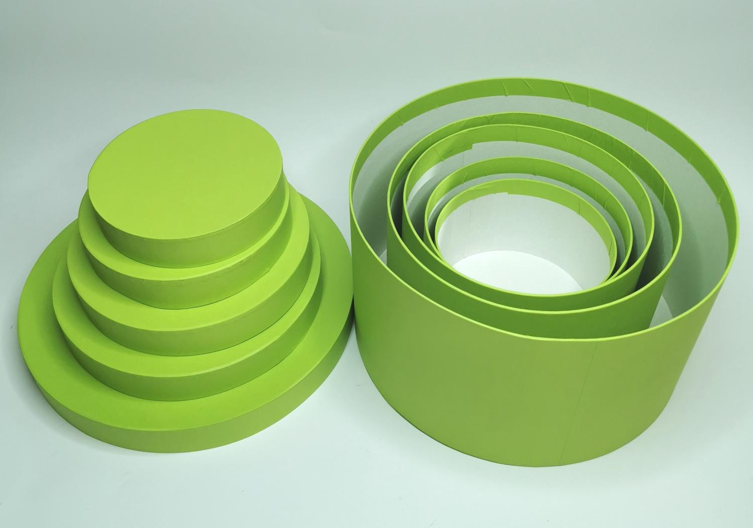 Набор подарочных коробок для цветов 5 в 1, цилиндрические цвет зеленый