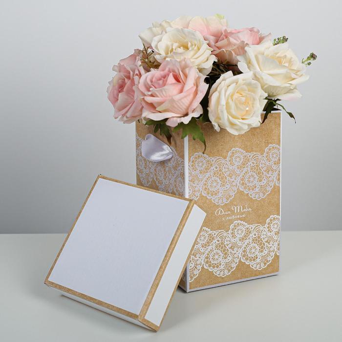 Коробка картонная для цветов «Кружево», 10 × 18 см