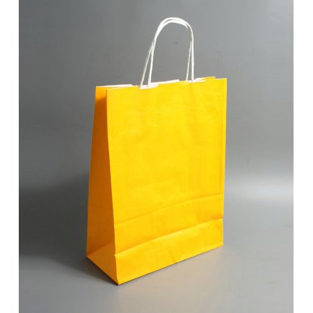 Крафт пакет с кручеными ручками, 220*130*320мм (жёлтый)