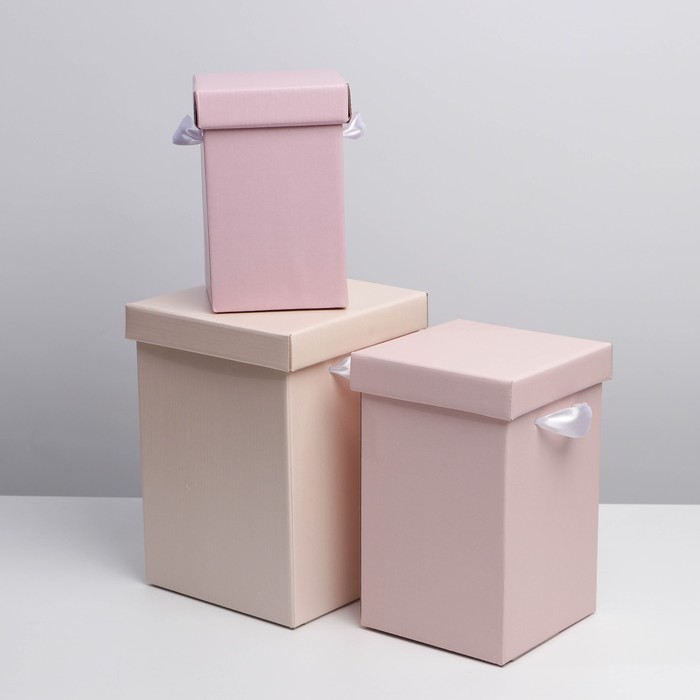 Набор складных коробок 3в1 «Розовый», 10 х 18, 14 х 23, 17 х 25 см