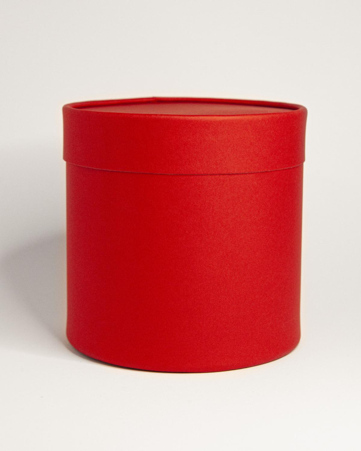 Шляпная коробка красная из плотного картона 18х18 для цветов, для сувениров, подарков