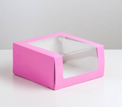 Кондитерская упаковка с окном, пурпурный 23,5*23,5*11,5 см