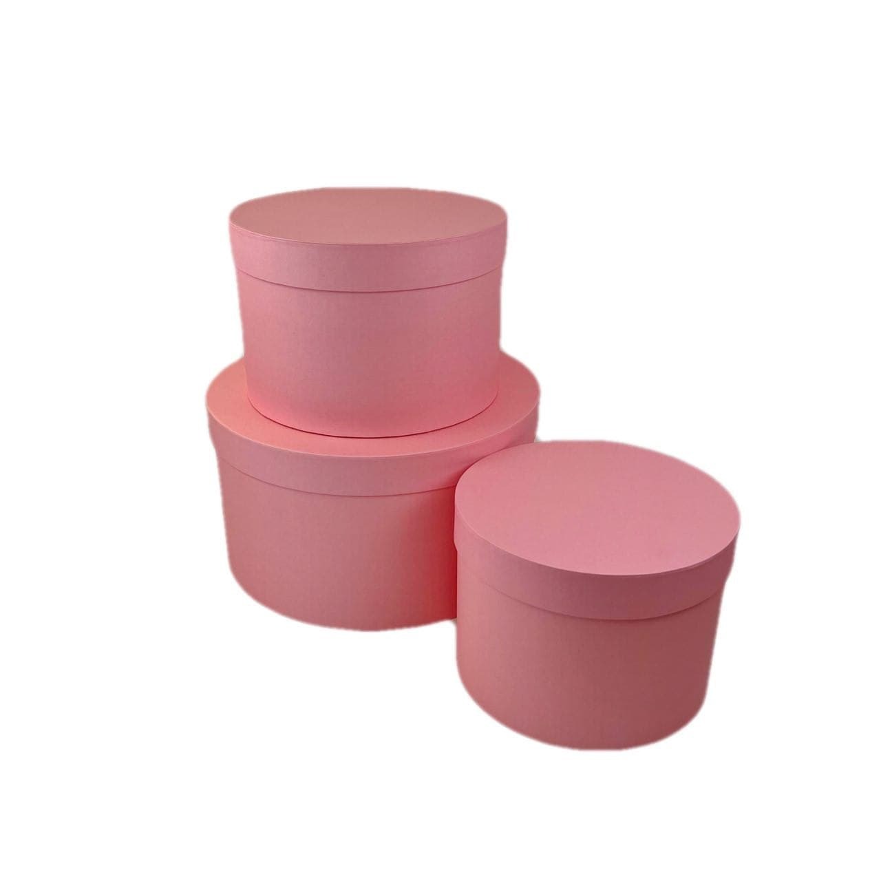 Набор картонных коробок для цветов, цвет Розовый 3в1 