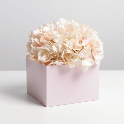 Коробка для цветов с PVC крышкой, розовая 17 х 17 х 12 см