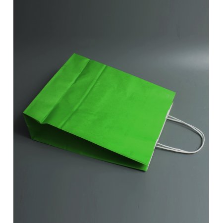 Крафт пакет с кручеными ручками, 220*130*320мм (зеленый)