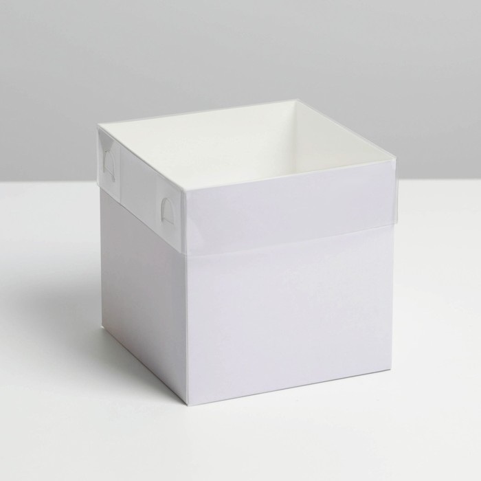 Коробка для цветов с PVC крышкой, сиреневая, 12 х 12 х 12 см