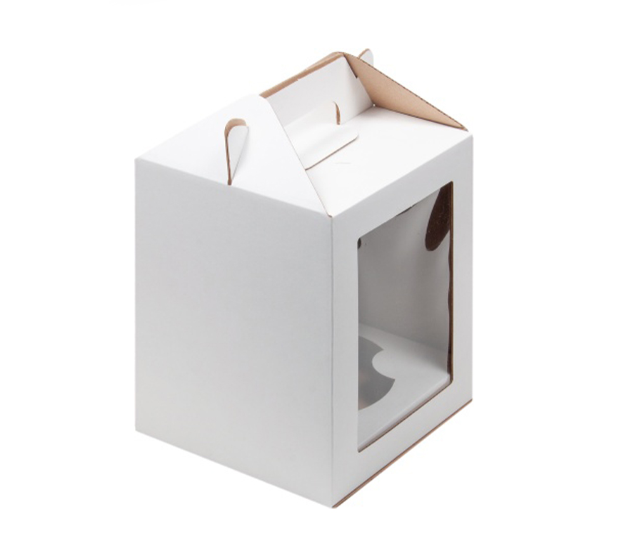 Коробка для кулича Белая с окном 160х160х200 мм