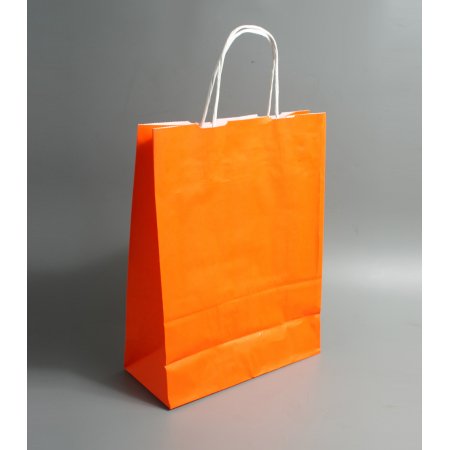 Крафт пакет с кручеными ручками, 220*130*320мм (оранжевый)