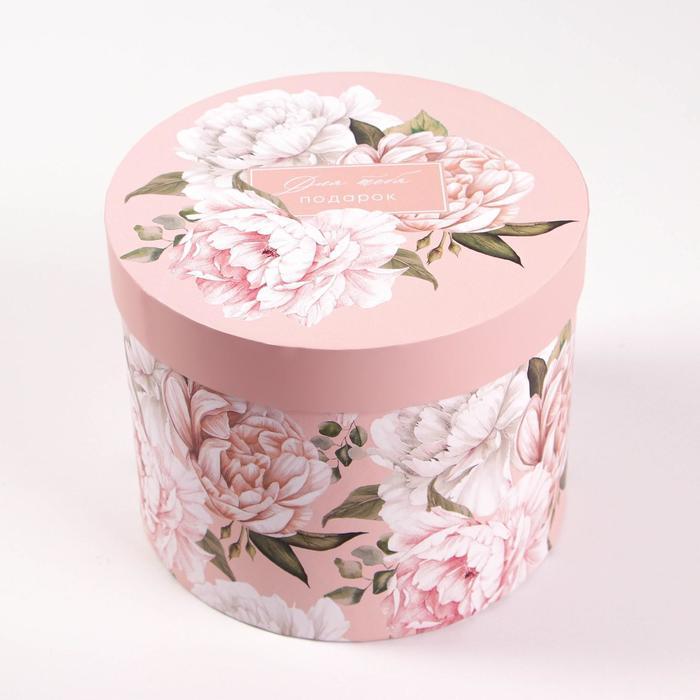 Коробка подарочная круглая, для цветов и сувениров, "Цветы", 15 х 18 см