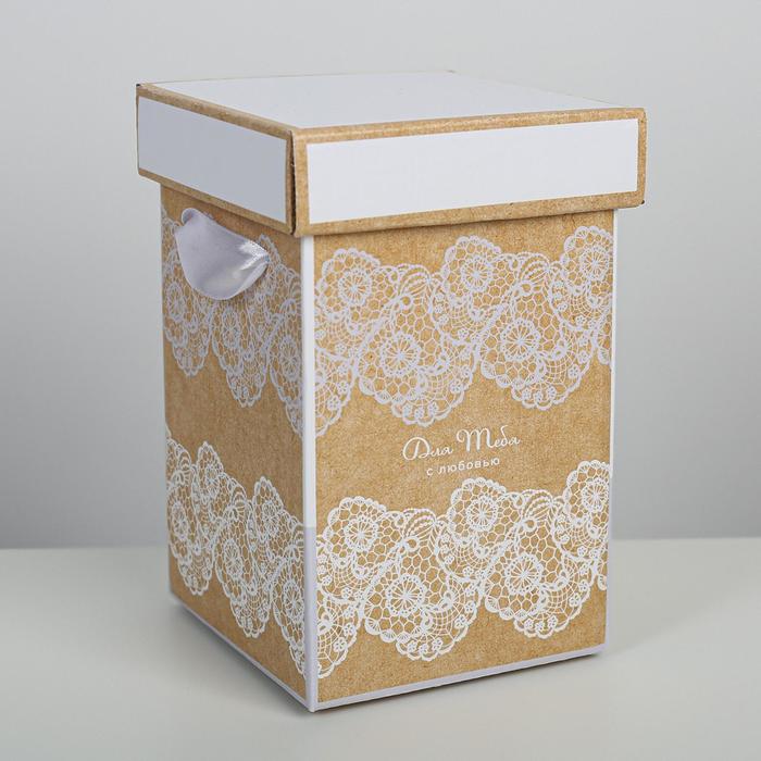 Коробка картонная для цветов «Кружево», 10 × 18 см