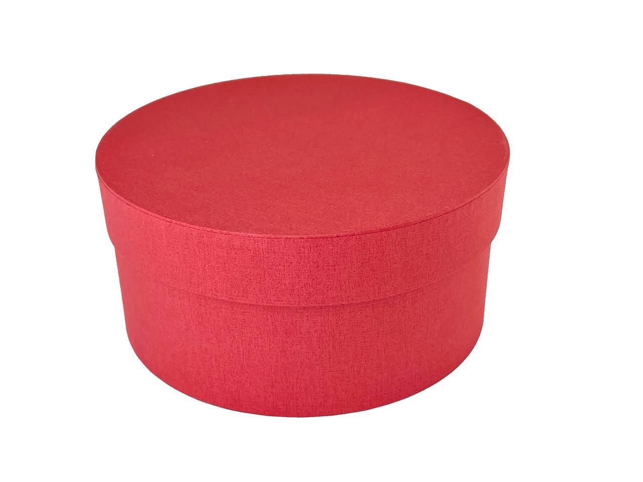 Картонная подарочная шляпная коробка с крышкой для цветов и подарков диаметр 20 см, красная
