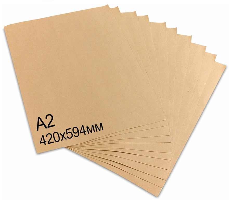 Крафт-бумага в листах А2, 420*594 мм, плотность 78 г/м2, 100 листов