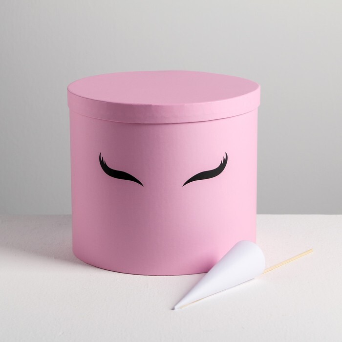 Коробка шляпная для цветов с доп. элементом "Розовый единорожка", 22 х 19 см