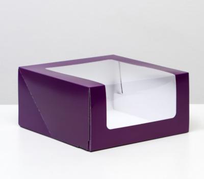 Кондитерская упаковка с окном, фиолетовый 23,5*23,5*11,5 см