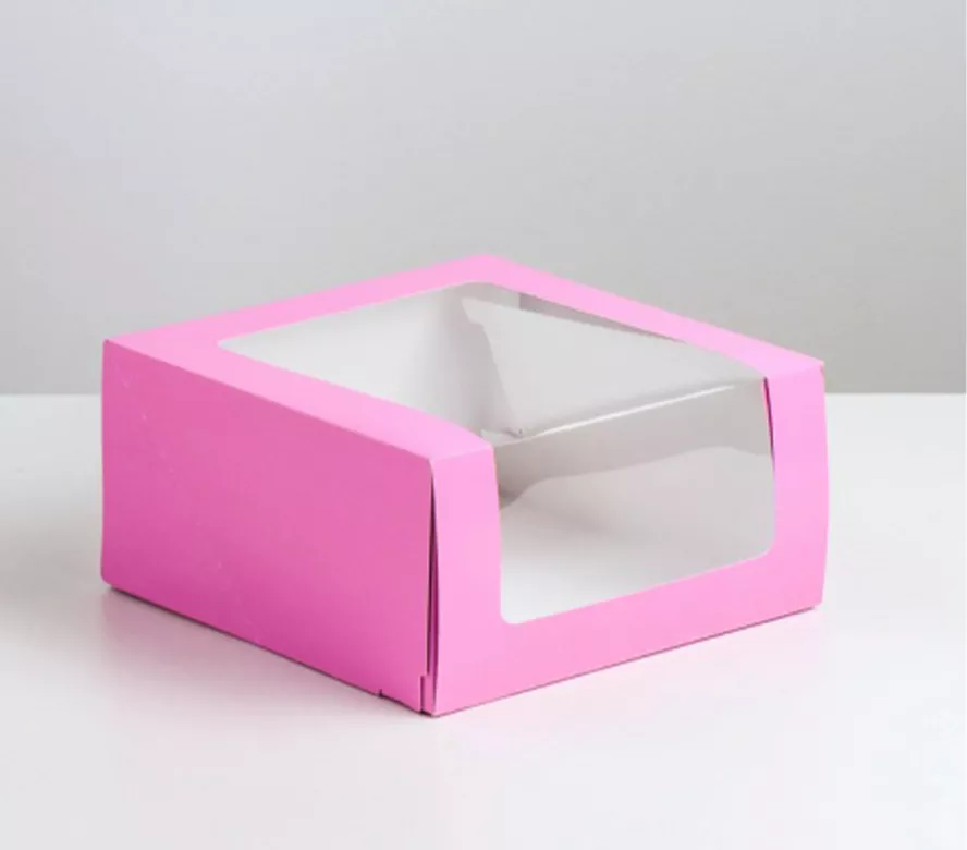 Кондитерская упаковка с окном, пурпурный 23,5х23,5х11,5 см
