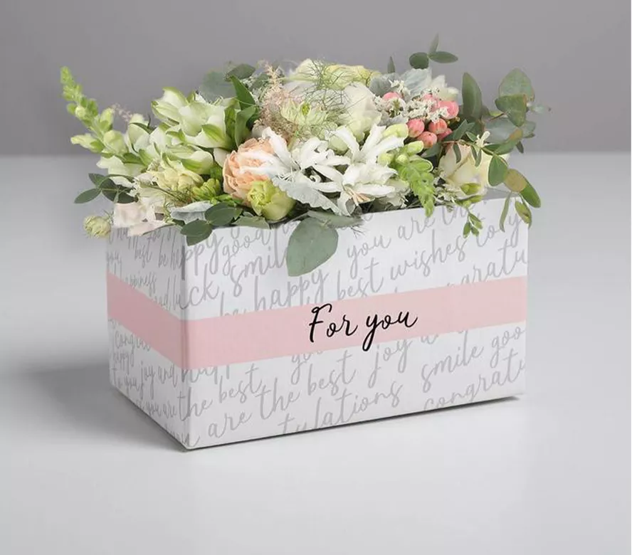 Складная цветочная коробка «Для тебя», 12 × 17 × 10 см