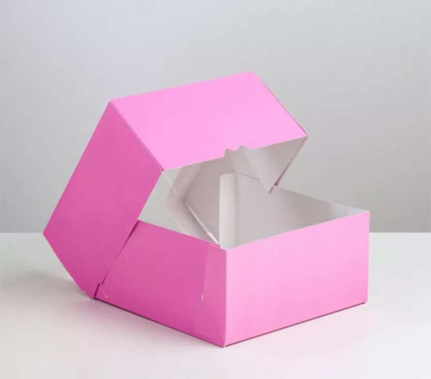 Кондитерская упаковка с окном, пурпурный 23,5х23,5х11,5 см