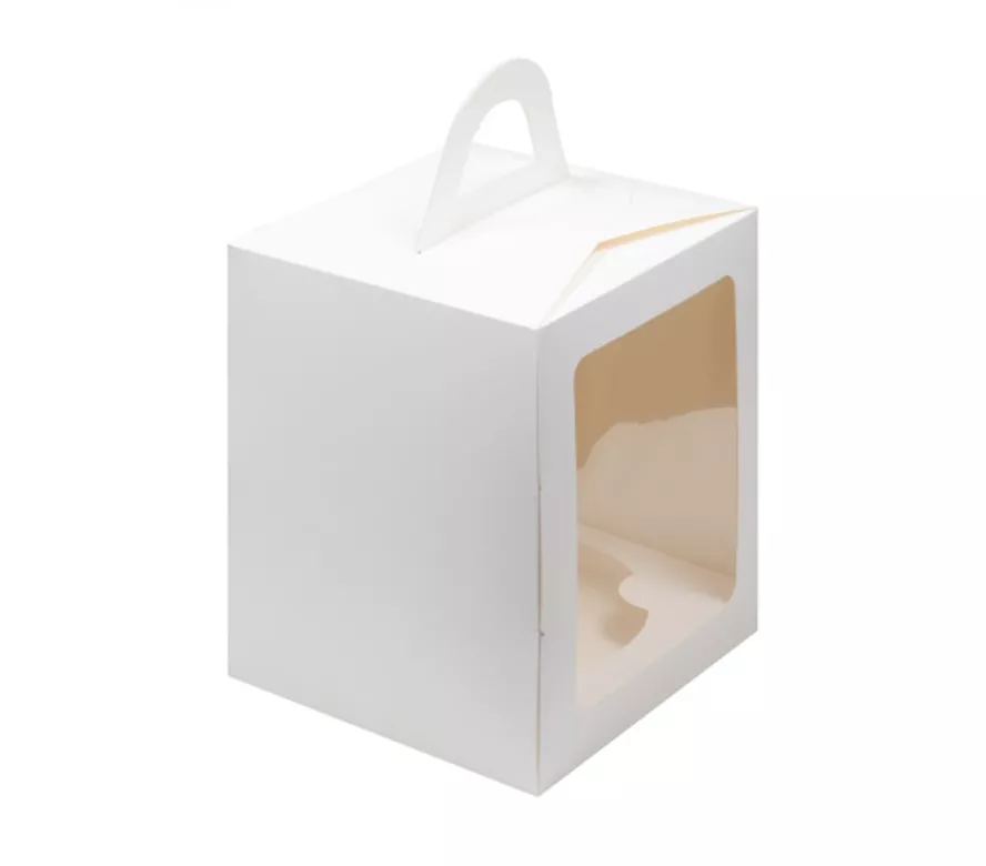 Коробка для кулича Белая с окном 125х125х150 см