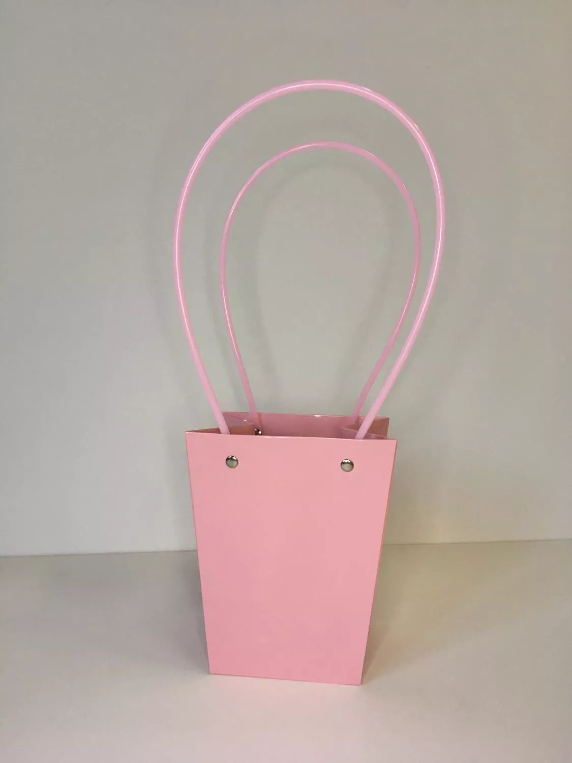 Пакет-сумка картон с ручками для цветов и подарков, 3 шт в комплекте, (розовый)