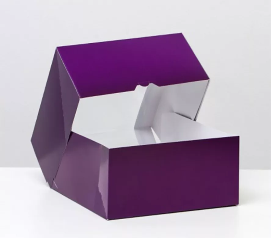Кондитерская упаковка с окном, фиолетовый 23,5х23,5х11,5 см