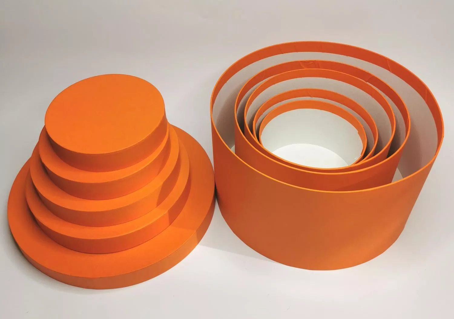 Набор подарочных коробок для цветов 5 в 1, цилиндрические цвет оранжевый